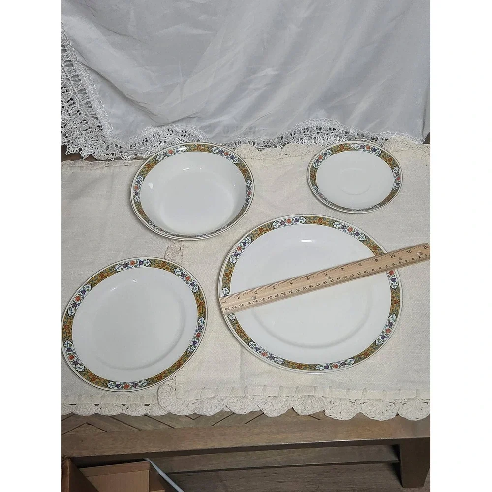 Alfred Meakin England Ironstone China Set 14pc Floral Border Dinnerware Antique